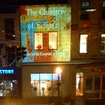 For Breeder's Cup Festival - Marjorie Guyon images and Nick Stump poetry projected on the Downtown Arts Center.